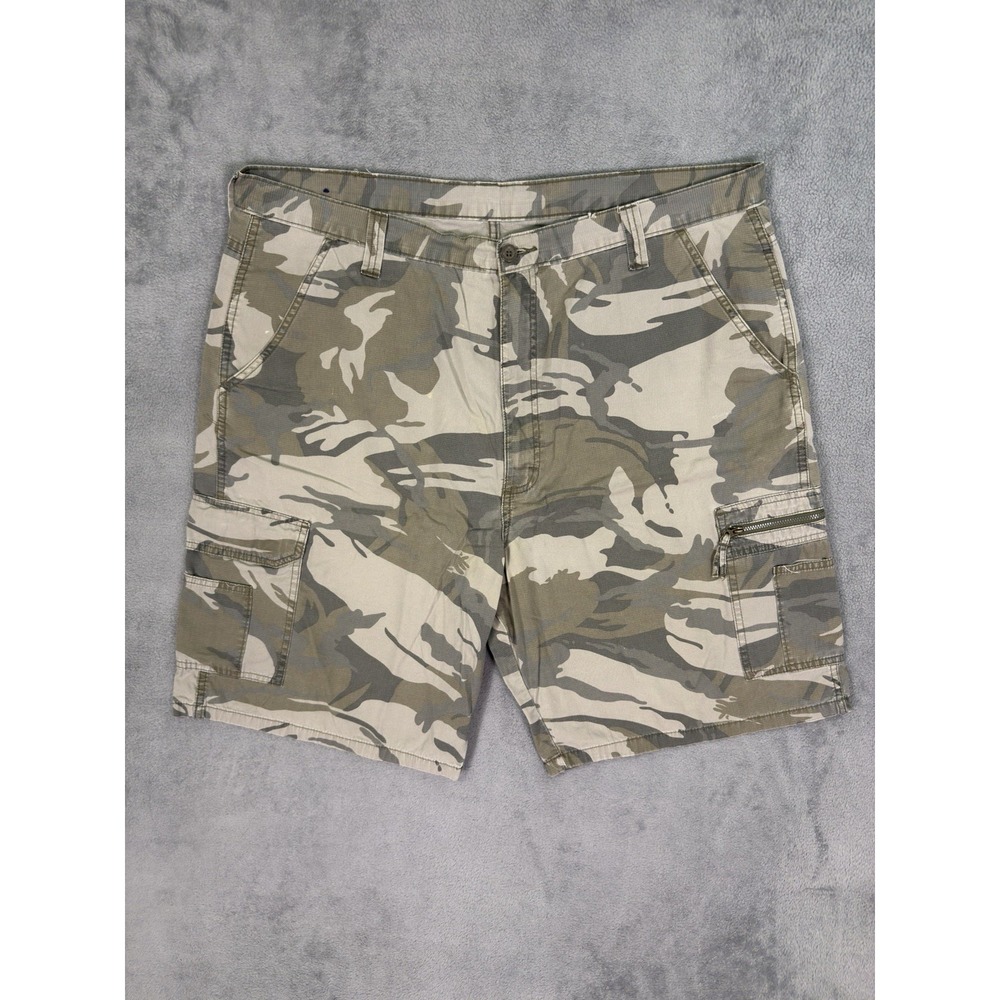 Wrangler Cargo Shorts Mens 42 Army Green Camo Relaxed Fit Outdoor Hiking
